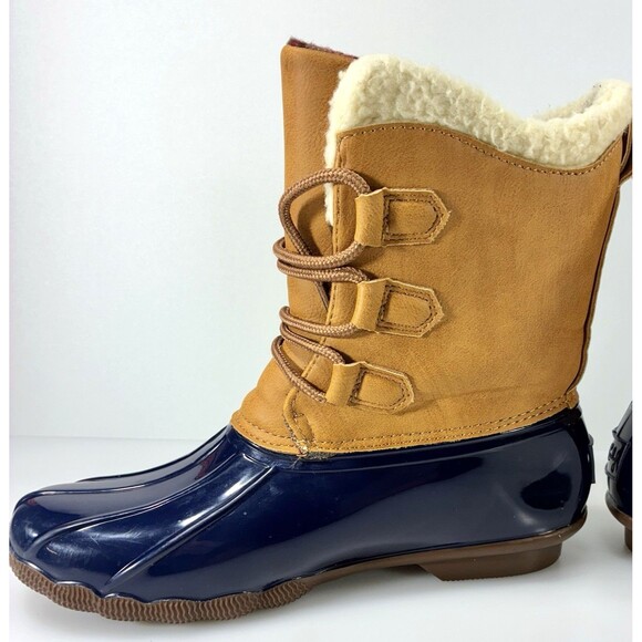 Jessica Carlyle Gavin Ankle Duck Boots Navy & Brown Women Size 8.5 - Picture 5 of 12